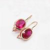 Cross-border Hot Selling New Russian Fashion Rose Redstone Hollow Stud Earrings Pendant Suit