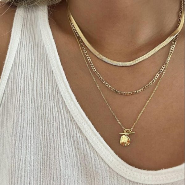 Fashion European And American Style Coin Wafer Pendant Snake Bones Chain