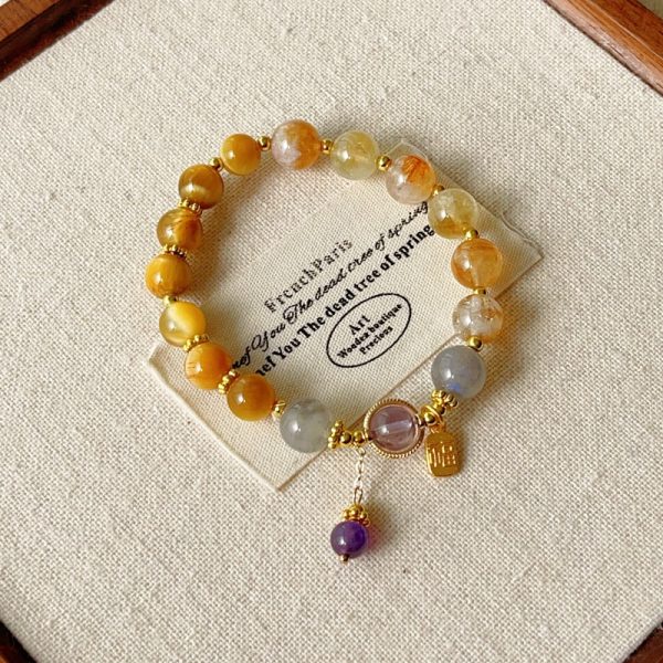 Golden Tigerite Yellow Tower Crystal Design Bracelet For Women