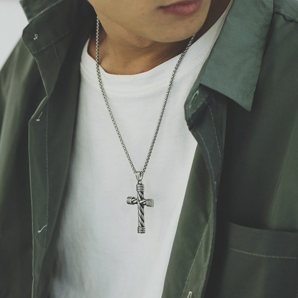 Cross Pendant Street Cool Hip Hop Style Man's Stainless Steel Necklace