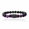 Micro Inlaid Zircon Crown Volcanic Rock Beaded Bracelet