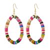 Retro Circle Mixed Color Semi-precious Stones Earrings