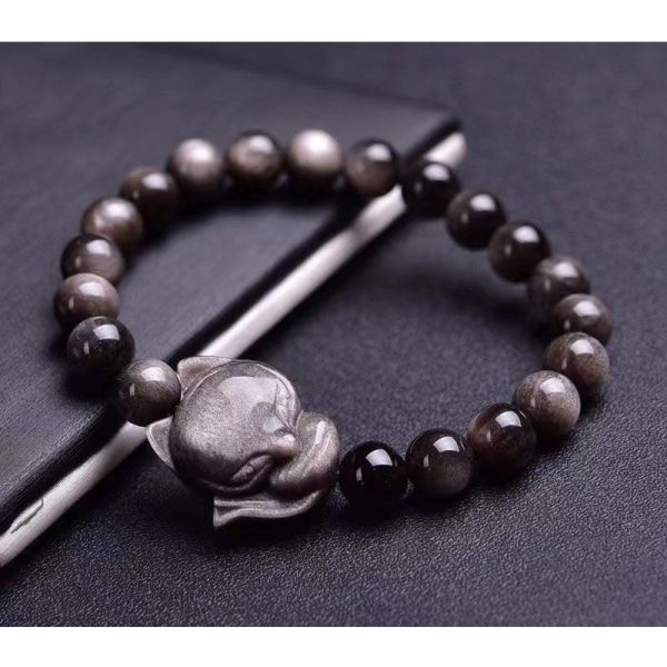 Obsidian Fox Single Ring Bracelet For Women