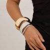 Women's Exaggerated Large Water Drop Metal Glossy Surface Mirror Open-ended Bracelet