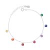 Pure Silver Round Colored Zircon Bracelet