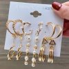 Temperament Pearl Pendant Earrings Triangle Metal 9-piece Set