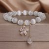 Single Loop Women's Small Flower Tassel White Cat's Eye Crystal Bracelet