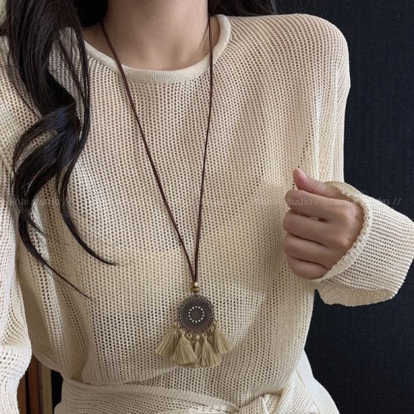 Retro Ethnic Style Tassel Long Pendant Necklace