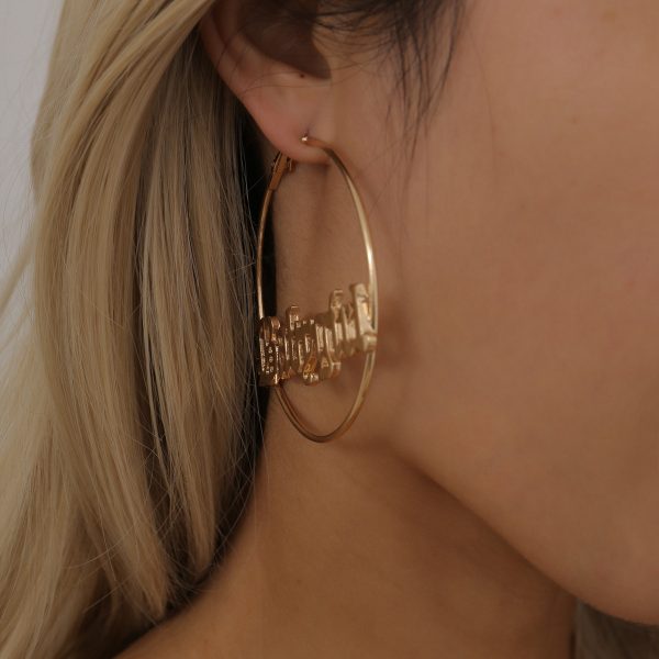 Personalized Generous Circle Geometric Letter Stud Earrings