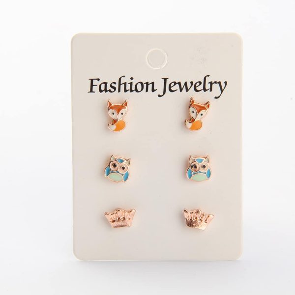 Personalized Oil Dripping Cartoon Animal Ear Stud Set