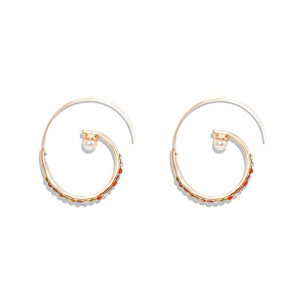 Geometric Metal Big Circle Diamond Earrings Fashion
