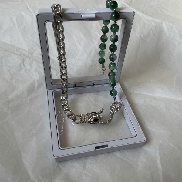 Shenlin Spirit Snake Stitching Lvzhu Men's Necklace Niche Design Advanced Light Luxury