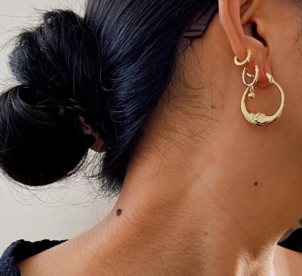 Circle Face Moon Metal Alloy Earrings