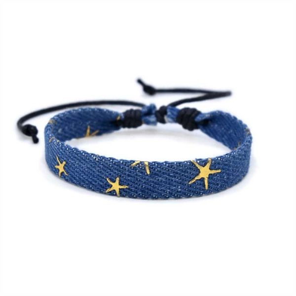 National Style Denim Fabric Bracelet Carrying Strap