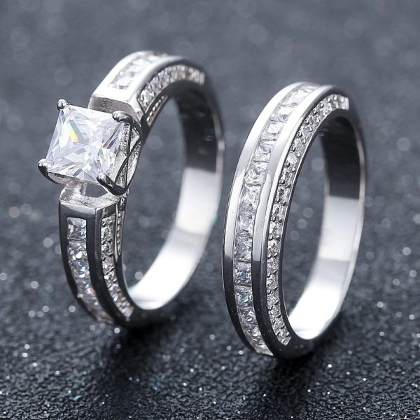 Zircon Gold-plated Ring Geometric Alloy