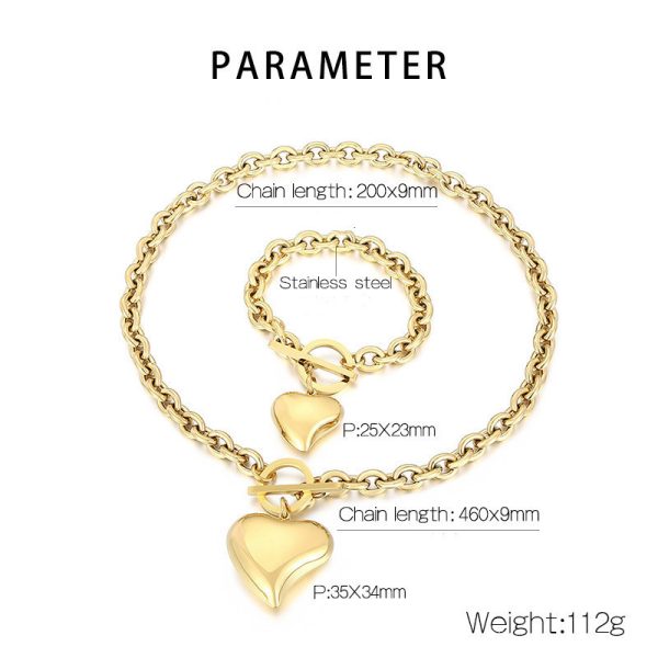 Titanium Steel Heart OT Buckle Necklace Women's Jewelry Set