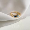 Micro Inlaid Zircon Plated 18K Real Gold Color Open Adjustable Fashion Ring
