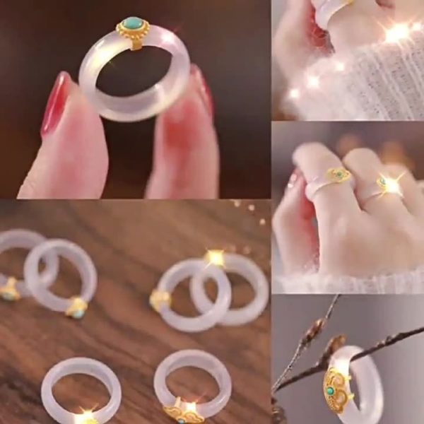 White Tea Qinghuan Colored Glaze Ring