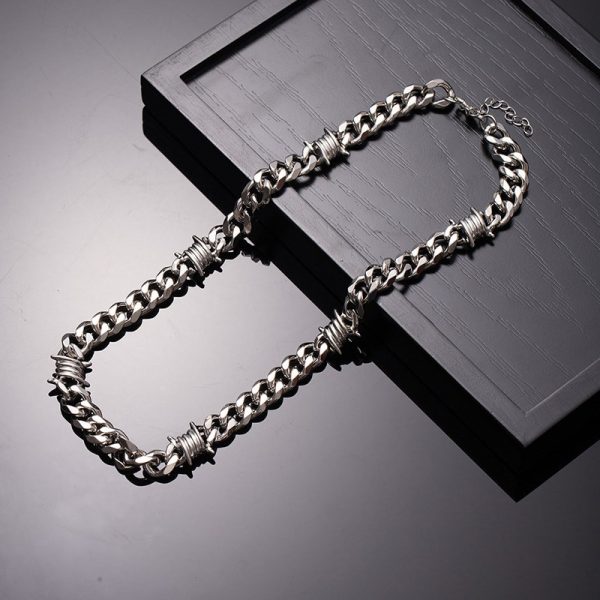 Cuban Link Chain Men Punk Knotted Bracelet Necklace