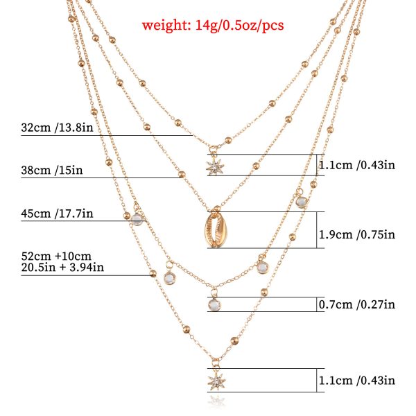Women's Diamond Six-pointed Star Pendant Necklace Multi-layer