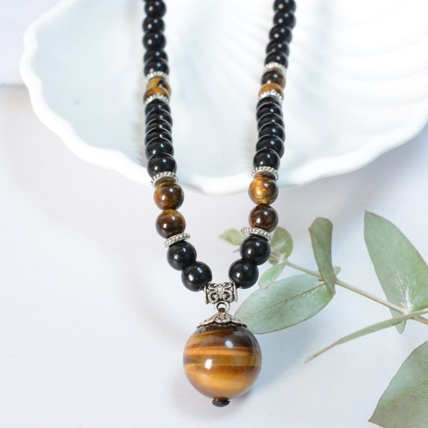 Natural Tigereye Single Bead Necklace Pendant Foreign Trade