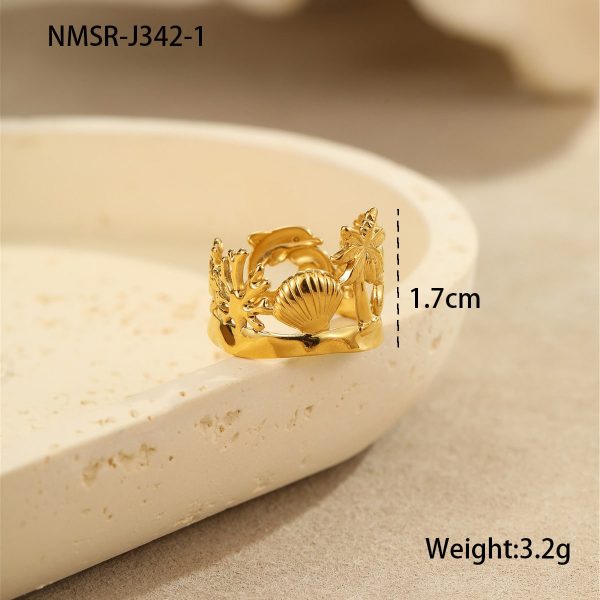 European And American Ocean Style Starfish Coconut Mermaid Stainless Steel Bracelet Non-fading Open Ring