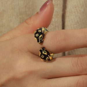 Fashion Special-interest Animal Oil Dripping Cheetah Open Ring