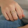 Niche Personalized Cold Style Geometric Dripping Titanium Steel Gold-plated Ring