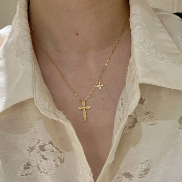 Mush Ice Cross Necklace Church Light Luxury Minority High-grade Female