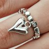 Handmade Beaded Elastic String Love Ring For Women