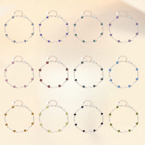 S925 Fashion Colorful Moissanite Sterling Silver Bracelet