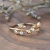 Female Flower And Branch Winding Pastoral Style Simple Ring