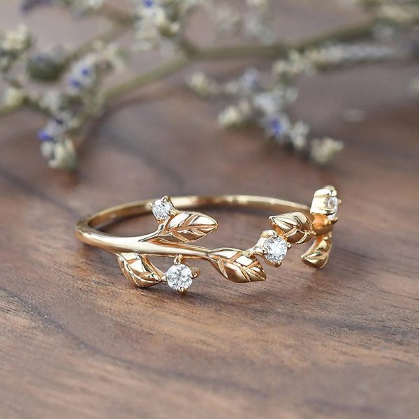 Female Flower And Branch Winding Pastoral Style Simple Ring