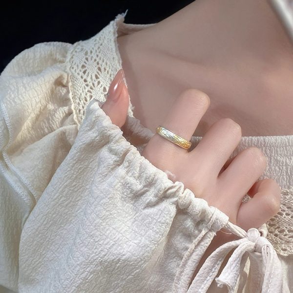 Xiangyun Pattern White Copper Silver Gold Ring