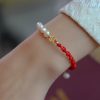 Women's Pearl Braided Red Rope Bracelet