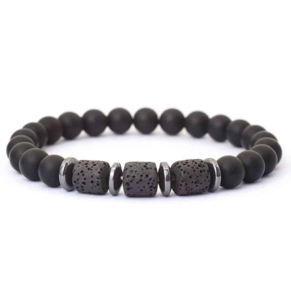 Natural Tiger Eye Volcanic Rock Beaded Bracelet