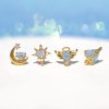 New Dream Blue Loving Heart Planet Earrings 4-piece Set