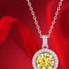 edf229ce-ead4-4699-9f58-23935e867098.jpg S925 Silver Luxury Round Cake Pendant Yellow Simulation Moissanite Necklace