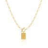 Golden Clip OT Buckle Cross Tag Stainless Steel Chain Necklace
