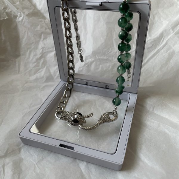 Shenlin Spirit Snake Stitching Lvzhu Men's Necklace Niche Design Advanced Light Luxury