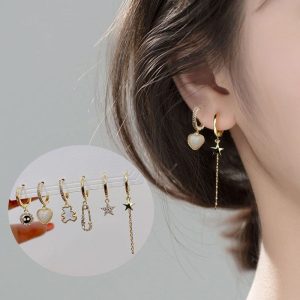 6 Piece Set Ear Buckles Fits Two AB Asymmetric Earrings Ear Bone Buckles