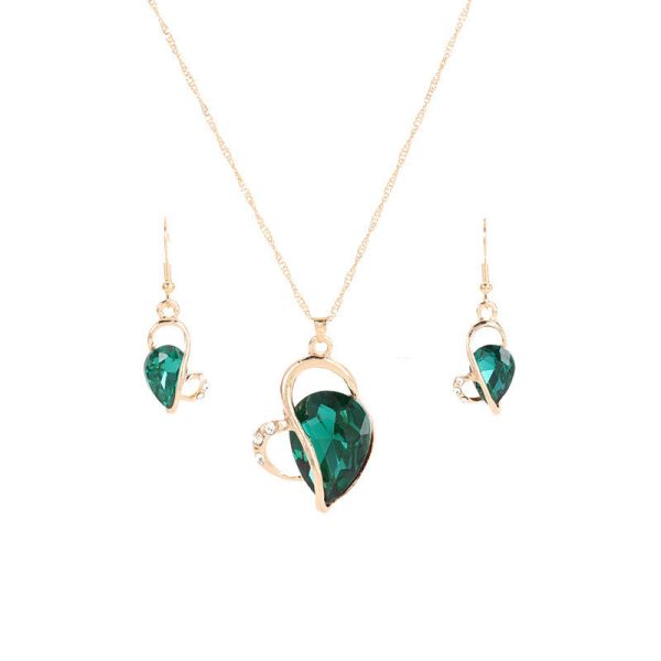 Crystal Love Jewelry Set Necklace Earrings Jewelry Small Pendant
