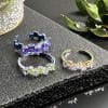 Fashion Color Open-end Zircon Ring Women