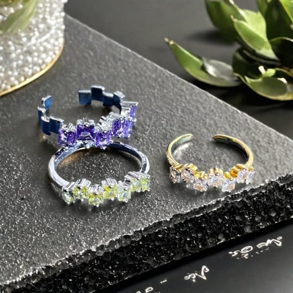 Fashion Color Open-end Zircon Ring Women