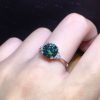 3 Karat Eight Hearts And Eight Arrows Plated PT950 Artificial Real Blue And Green Moissanite Open Ring