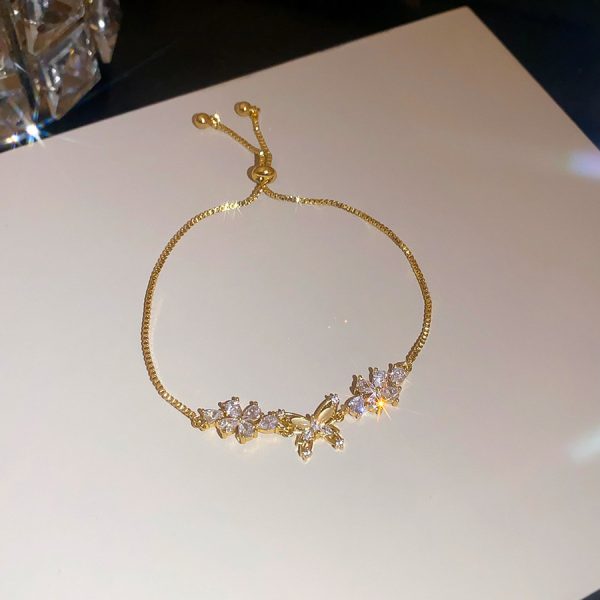 Flower Butterfly Pendant Bracelet For Women