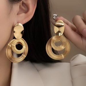 Retro Exaggerated Multi-circle Winding Personality Fashion Titanium Steel Earrings