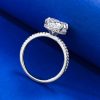 S925 Silver Four-claw White Square Diamond Ring