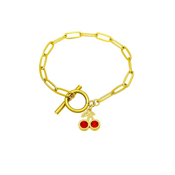 New Diamond Fruit Cherry Pendant Bracelet Clip OT