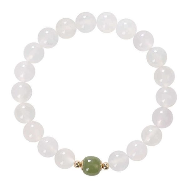 Natural White Agate Hetian Jade Bracelet For Women